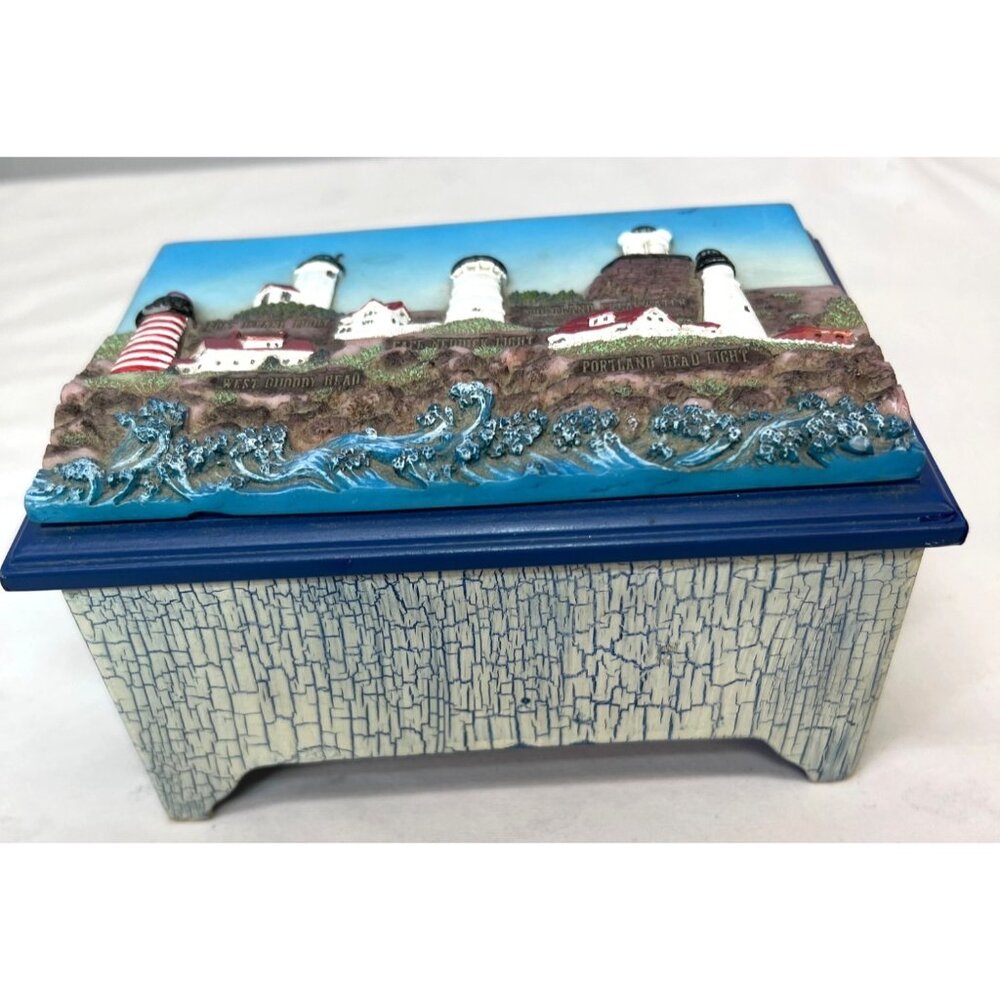 Continental Creations NORTH CAROLINA LIGHTHOUSES Mirrored Trinket Box 6" X 4"